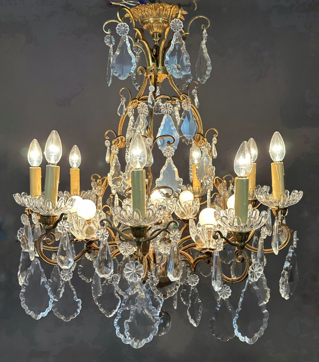 Signed Baccarat - Chandelier With Crystal Drops