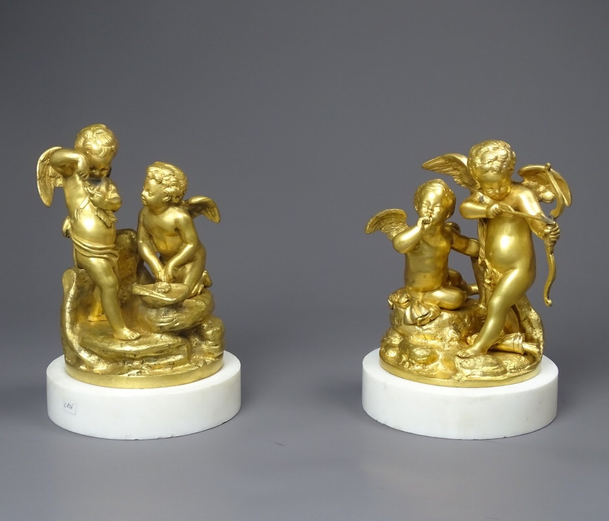 Pair Of Bronzes With Winged Putti - Sèvres