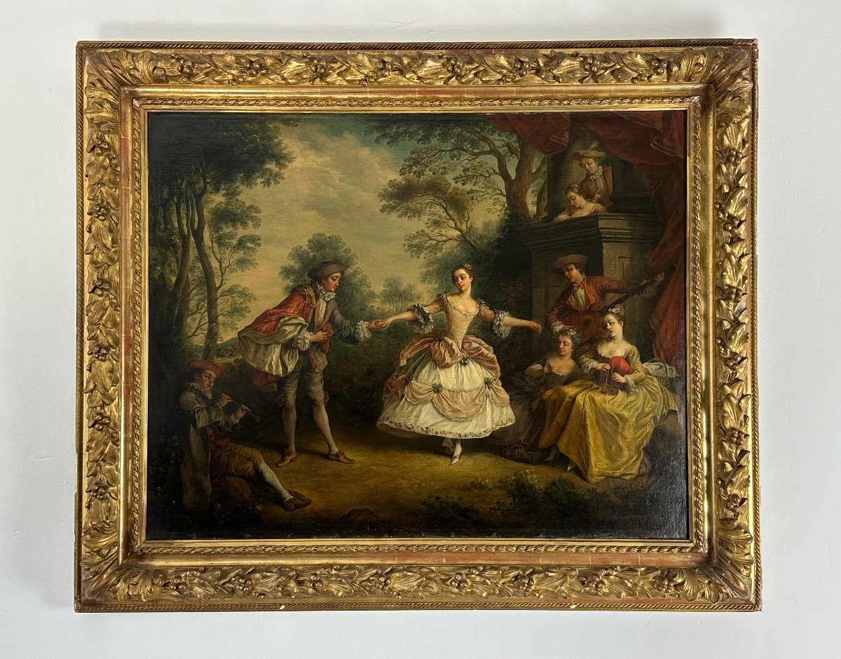 Jean-baptiste Pater - Painting Representing A Romantic Scene - In The Taste Of