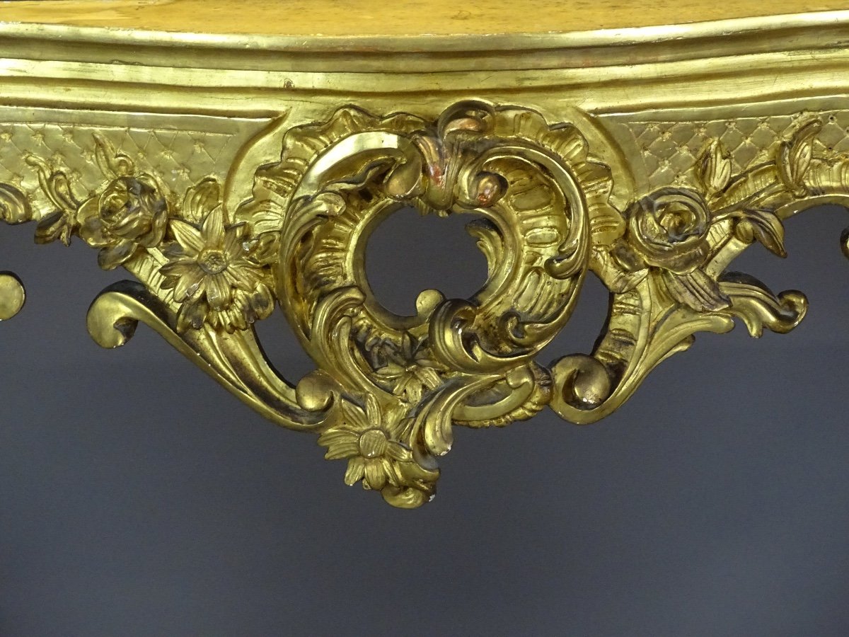 Console En Bois Doré De Style Louis XV - Napoléon III-photo-3