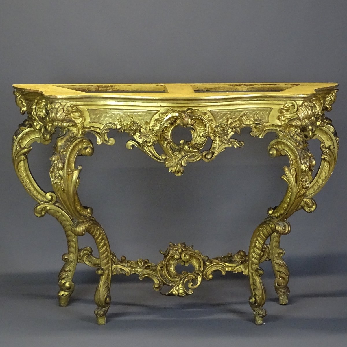 Console En Bois Doré De Style Louis XV - Napoléon III