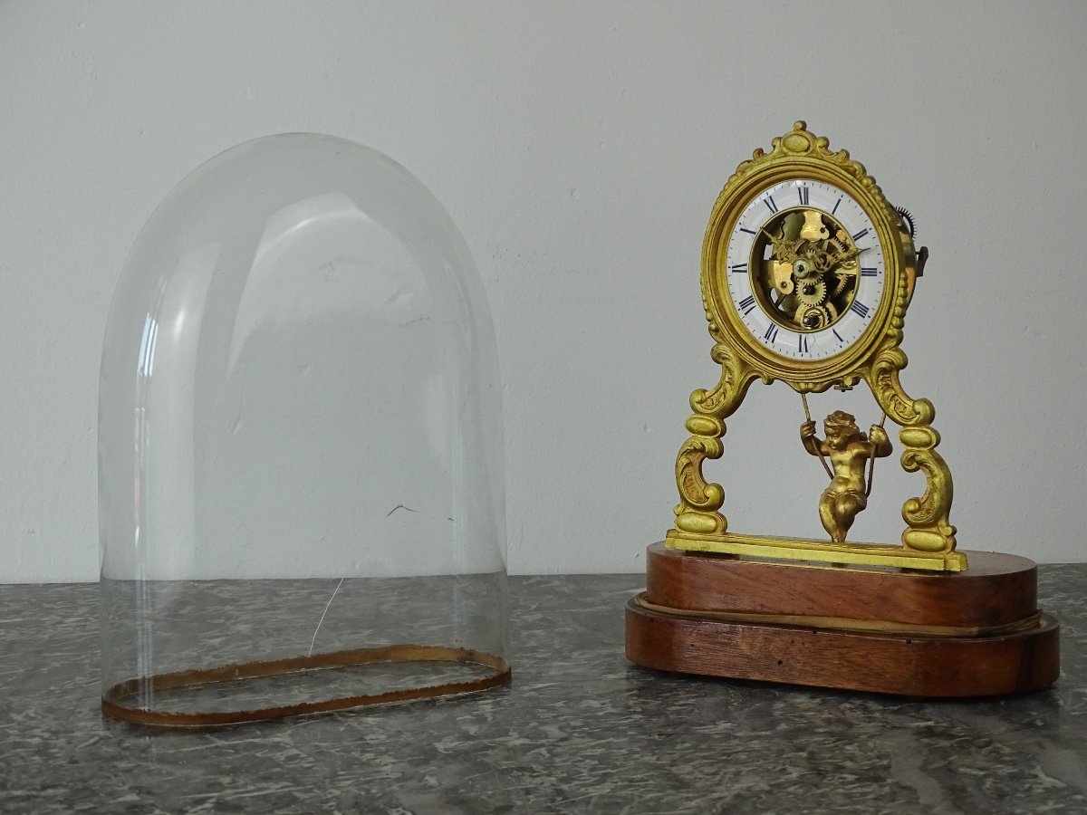 Eugène Farcot - Skeleton Clock With Putti On Its Swing - 19th Century-photo-3