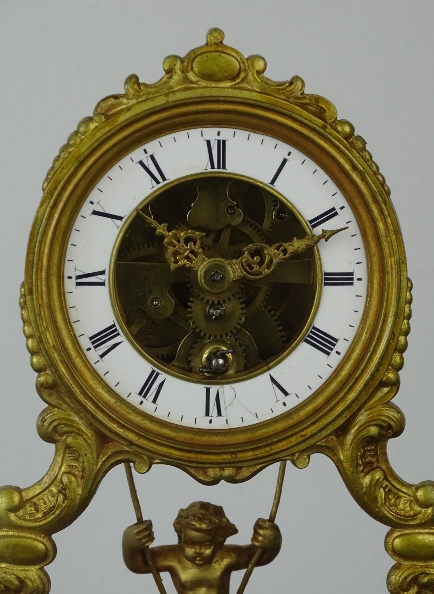 Eugène Farcot - Skeleton Clock With Putti On Its Swing - 19th Century-photo-1