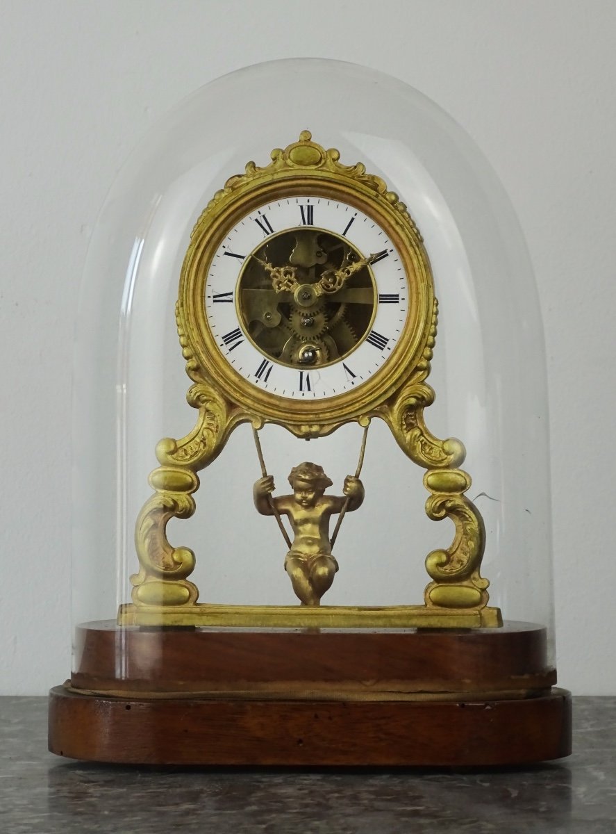 Eugène Farcot - Skeleton Clock With Putti On Its Swing - 19th Century