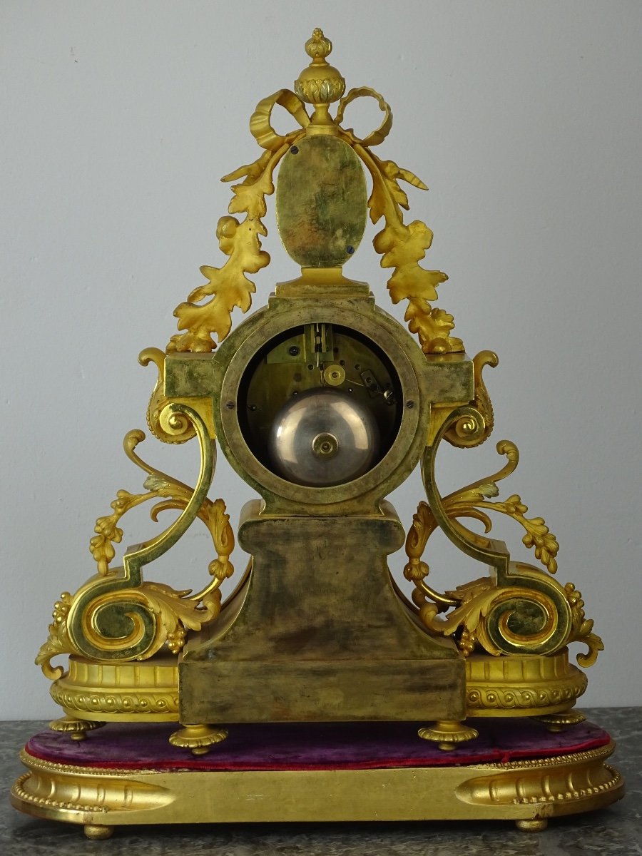 Pendulum In Gilt Bronze And Porcelain - Late 19th Century-photo-1