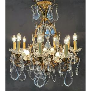 Signed Baccarat - Chandelier With Crystal Drops