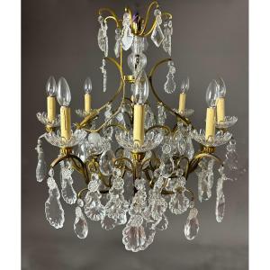 Baccarat Signed - Chandelier With Crystal Drops - 19th