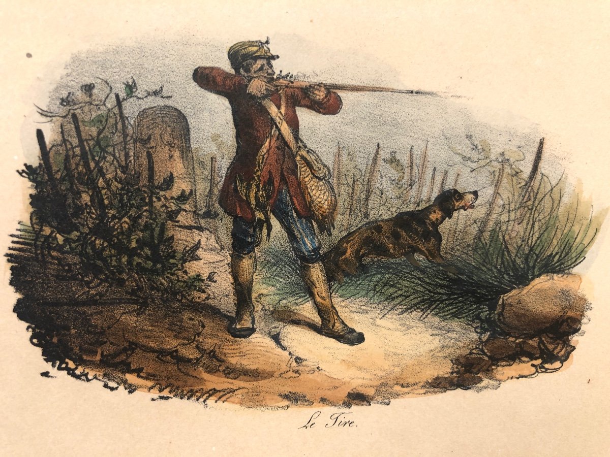 Victor ADAM 1801-1866 Souvenir de Chasse 9 lithographies couleur Chien-photo-6