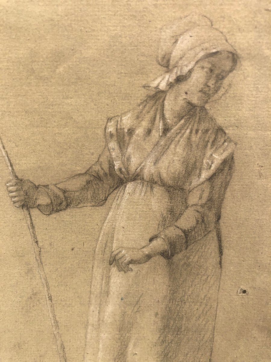 Jean Antoine Duclaux Lyon 1783-1868 2 Drawings Women In The Countryside Drawing /7-photo-2