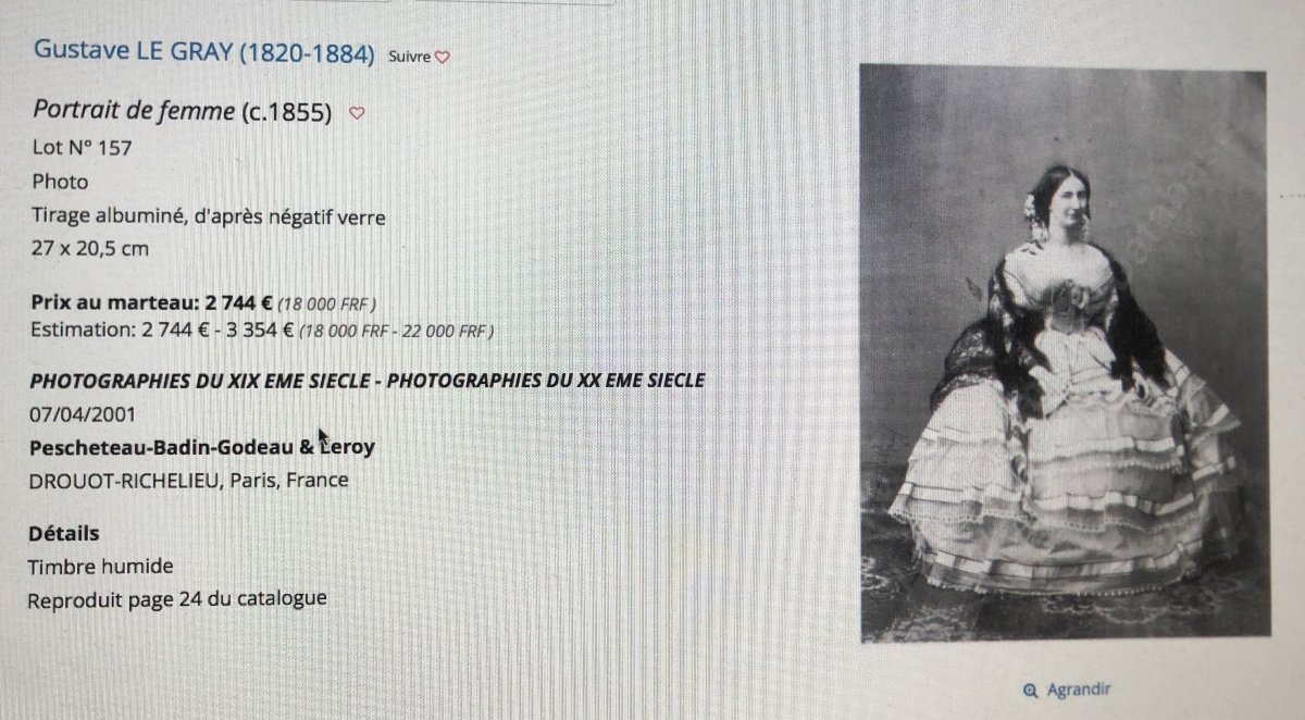 Gustave LE GRAY 1820-1884 Photographie Femme assise au chapeau Achard-james-photo-4
