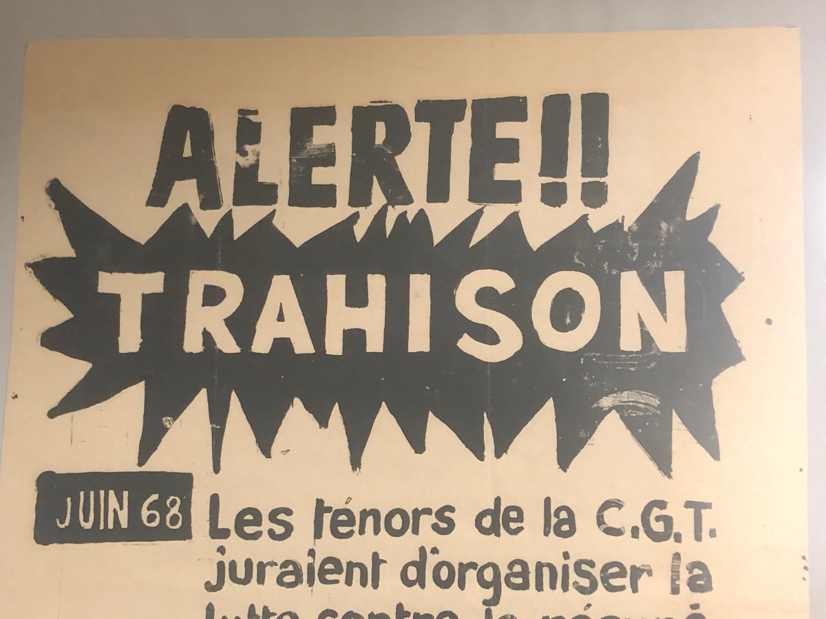 RARE Affiche Mai Juin 68 Alerte Trahison Citroën CGT-photo-1