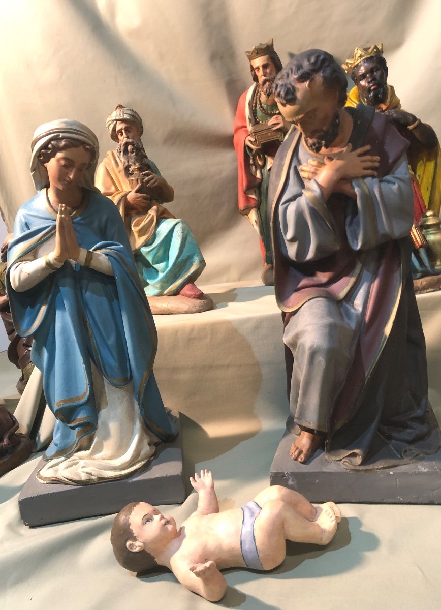 TRES GRANDE CRECHE D’EGLISE de Noel fin XIXe COMPLETE En Tres Bon Etat -photo-2