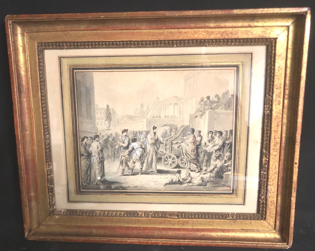 Jacques GAMELIN Carcassonne 1738-1803 Rare aquarelle et gouache An 9 Deux frères d’Argos 