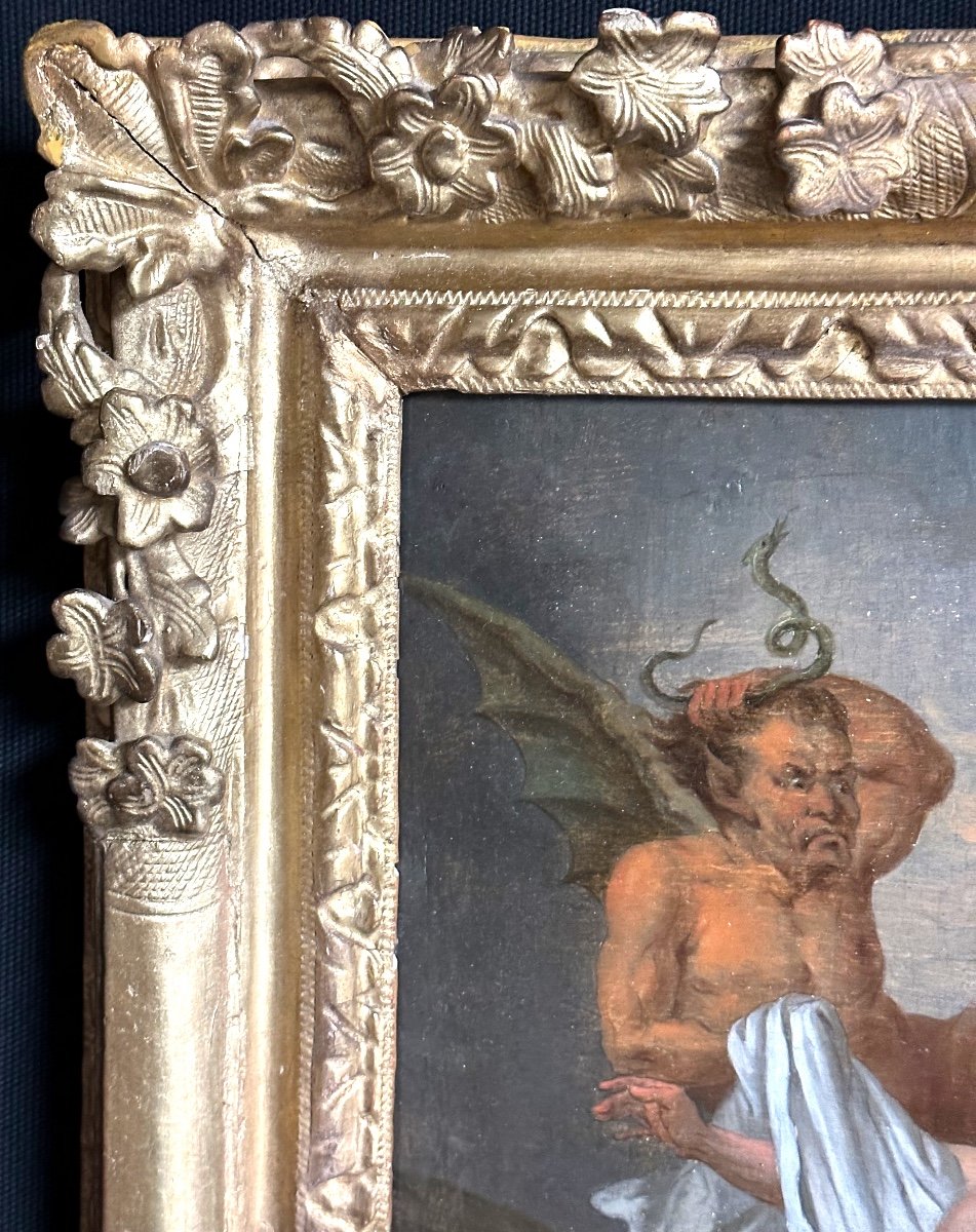 Jean Jouvenet 1644-1717 Attributed Temptation Oil On Oak Panel Demon Devil-photo-3