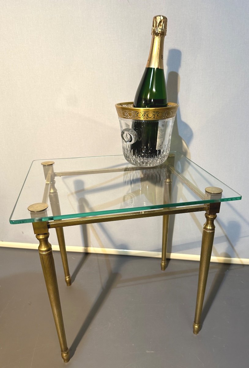 Baguès In Taste  Side Table / Sofa End In Bronze And Glass 1940