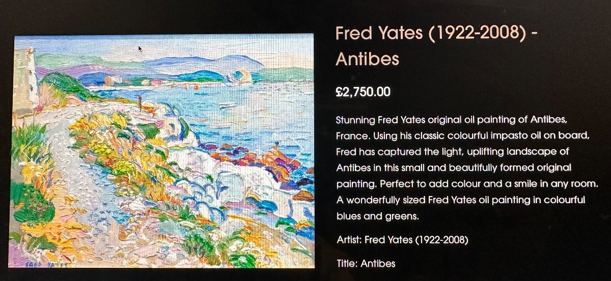 Fred YATES Angleterre 1922-2008 Huile Antibes baigneur et pêcheur signé daté-photo-6