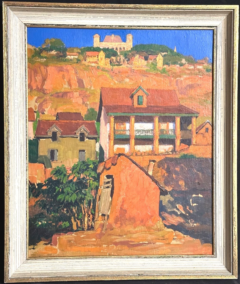 Paul Bleger Switzerland 1889-1981 Oil The Red Houses In Madagascar Rare