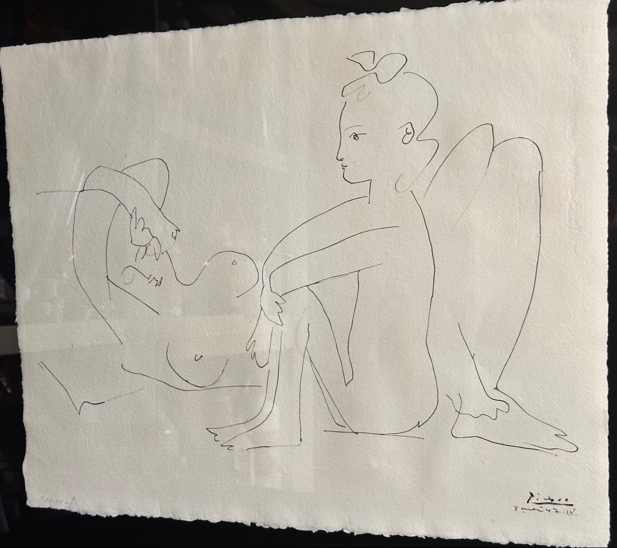 Pablo PICASSO 18811974 d’après Estampe 2 Femmes 8 Mai 1947