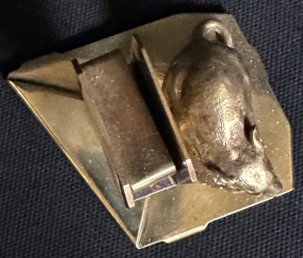 Gilt Bronze Sculpture Mouse In Front Of A Mail Holder (?) On A Letter In Very Good  Condition Writter-photo-3