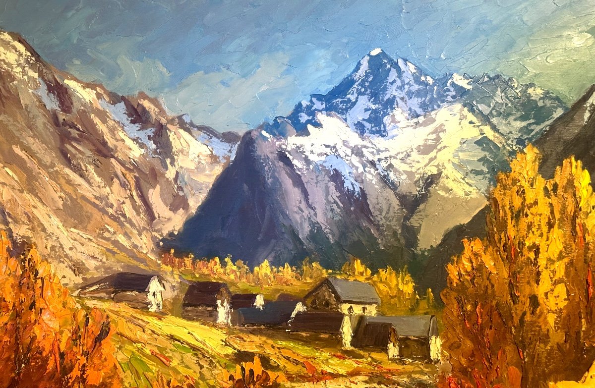 Lucien Quenard 1902-1995 Huile Le Veneon La Berarde Oisans Les Ecrins Alpes Montagne-photo-3