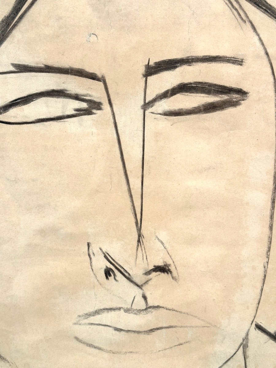 émile Gilioli 1911-1977 Large Drawing Portrait Of Babet Signed-photo-3