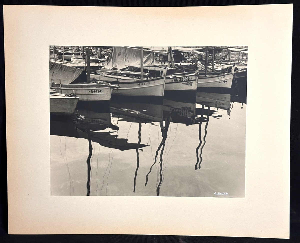 Georges Boyer Lyon 20th Large Kinetic Photograph The Barques Of The Old Port Marseille /19-photo-2