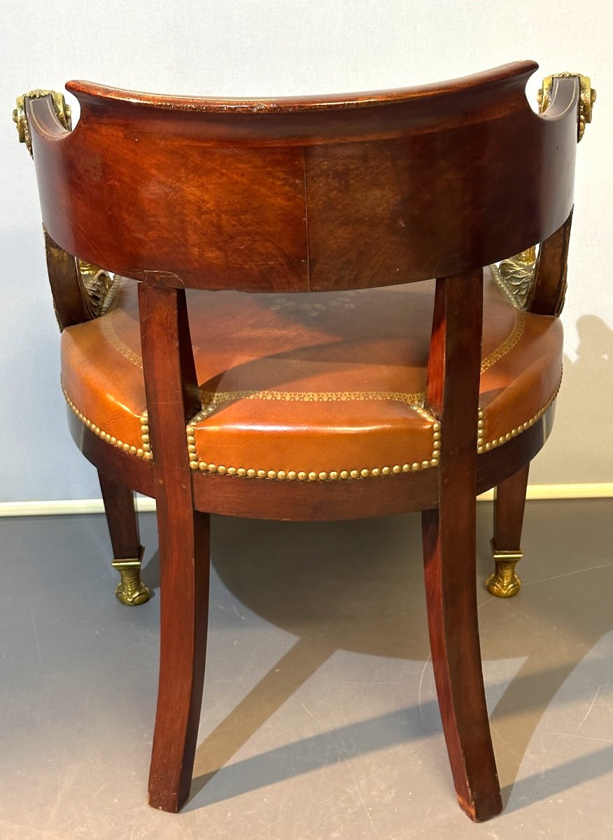 Empire Ceremonial Office Armchair In Mahogany And Bronze In Very Good Condition-photo-2