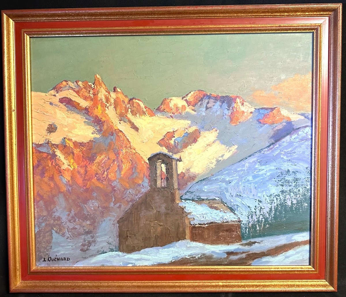 Lucien QUENARD 1902-1995 Huile La Meije Le Rateau montagne Alpes Mont Blanc-photo-2