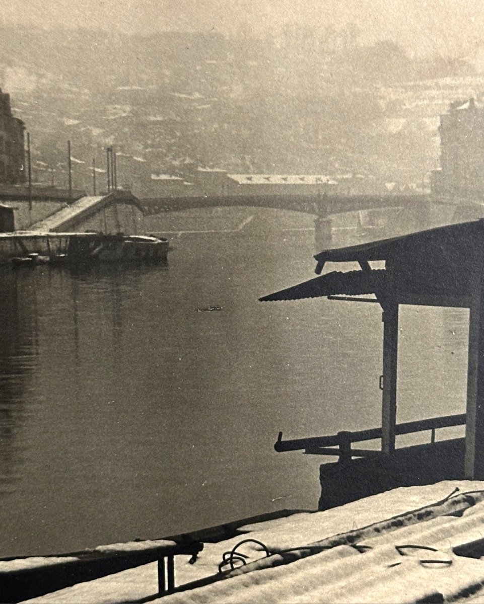 Georges Boyer Lyon 20th Photograph Barge In Winter Photo /40-photo-3