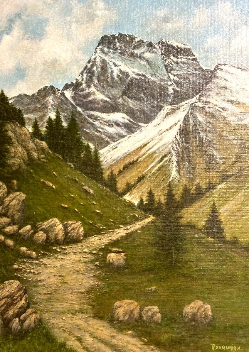 Roger Rouquairol 1954 Large Oil Mont Viso Queyras Mountain Alps /2-photo-4