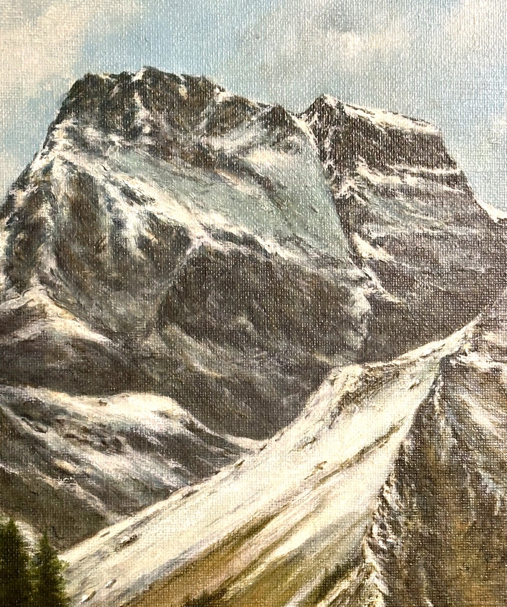 Roger Rouquairol 1954 Large Oil Mont Viso Queyras Mountain Alps /2-photo-1