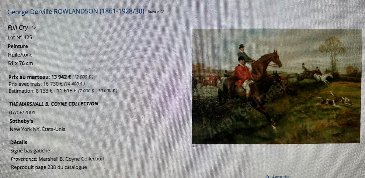 Georges Derville ROWLANDSON 1861-1928 GRANDE Paire huiles Cavaliers chasse équitation Angleterre-photo-8