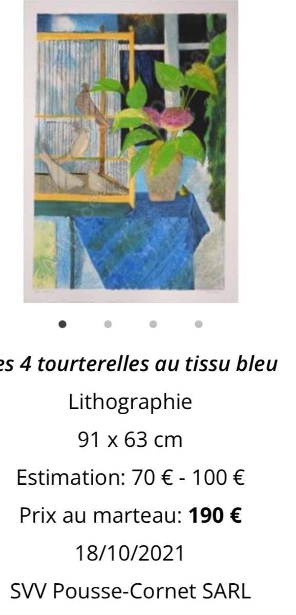 Guy BARDONE 1927-2015 Bouquet de mimosas Grande lithographie couleurs signée -photo-5