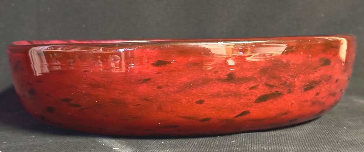 Daum Empty Pocket Cup Signed In Thick Marbled Red Glass 31 Cm-photo-3