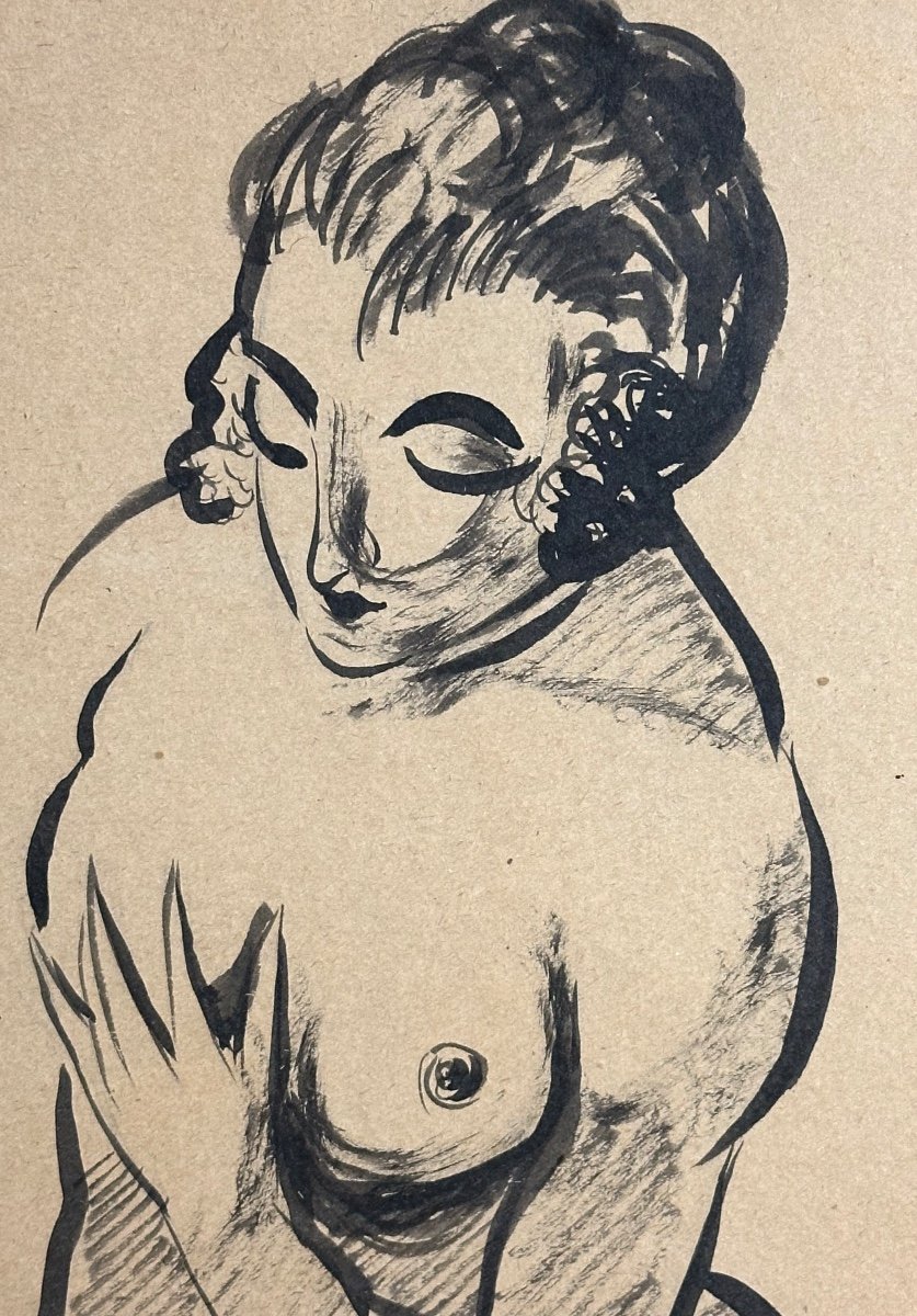 André Chabert 1895-1961 Ink Woman From 3/4 Grenoble-photo-2