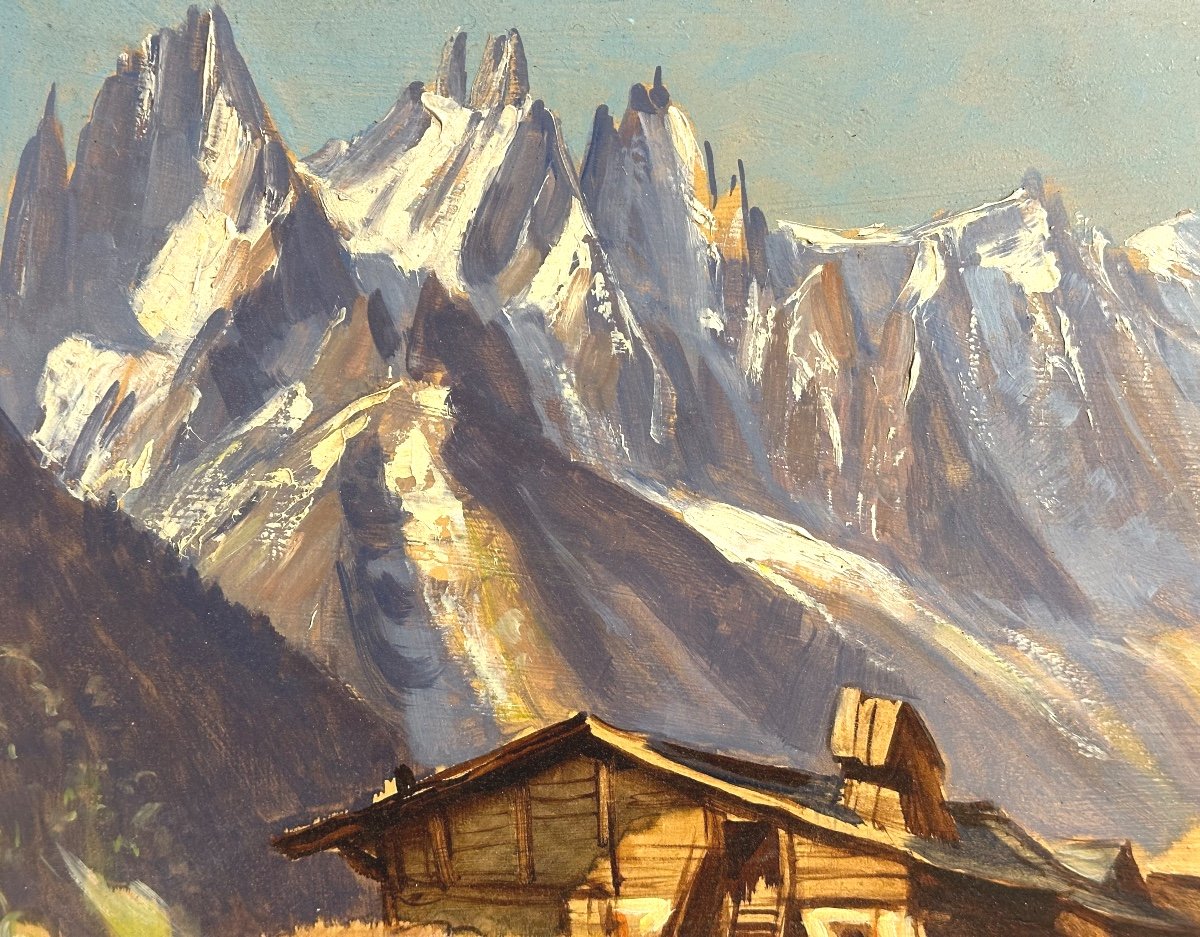 Marcel Wibault 1904-1998 Oil Aiguilles De Chamonix Mont Blanc Alps Mountain-photo-4