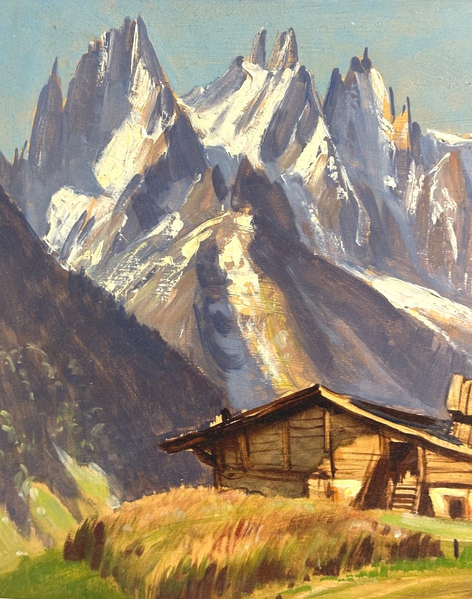 Marcel Wibault 1904-1998 Oil Aiguilles De Chamonix Mont Blanc Alps Mountain-photo-1