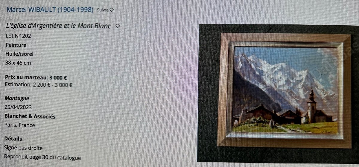 Marcel Wibault 1904-1998 Oil Aiguilles De Chamonix Mont Blanc Alps Mountain-photo-3