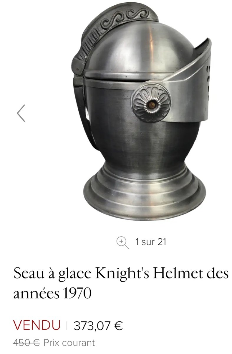 Curious Champagne Ice Bucket Helm Knight Helmet For Ice In Aluminum 20th Century-photo-8