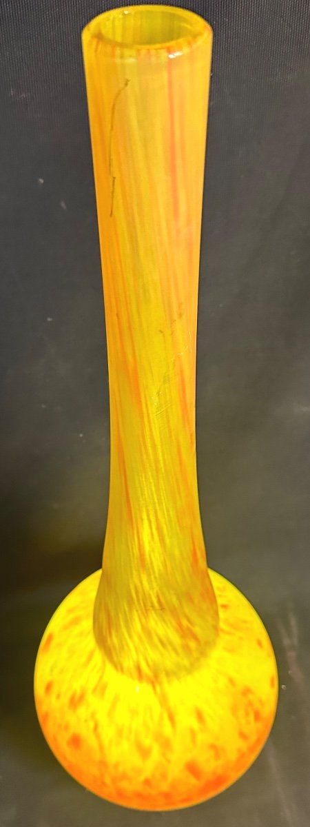 GRAND vase berluze  62 cm dlg Daum en verre jaune et orange Art Nouveau 1900-photo-2