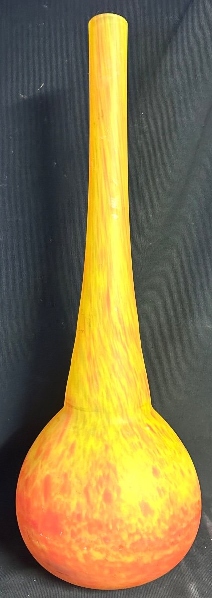 GRAND vase berluze  62 cm dlg Daum en verre jaune et orange Art Nouveau 1900-photo-3