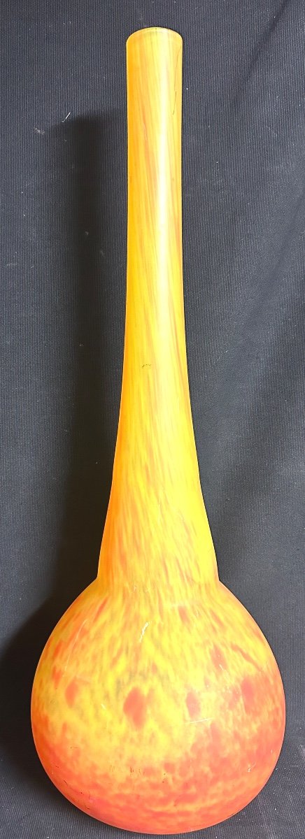 GRAND vase berluze  62 cm dlg Daum en verre jaune et orange Art Nouveau 1900-photo-1