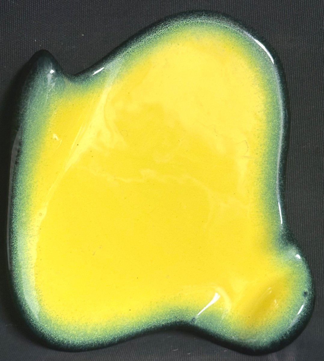 Ceramidi à Marseille Dish / Large Empty Pocket 1950 In Yellow And Black Ceramic Signed -photo-2