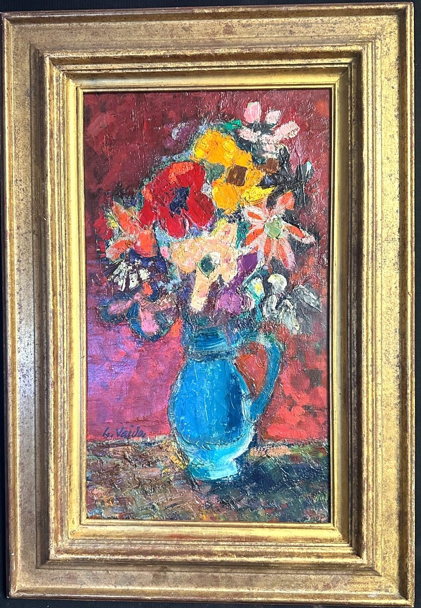 Livia Vajda Hungary 1929-2011 Paris School Oil On Canvas Flowers Exhibitions