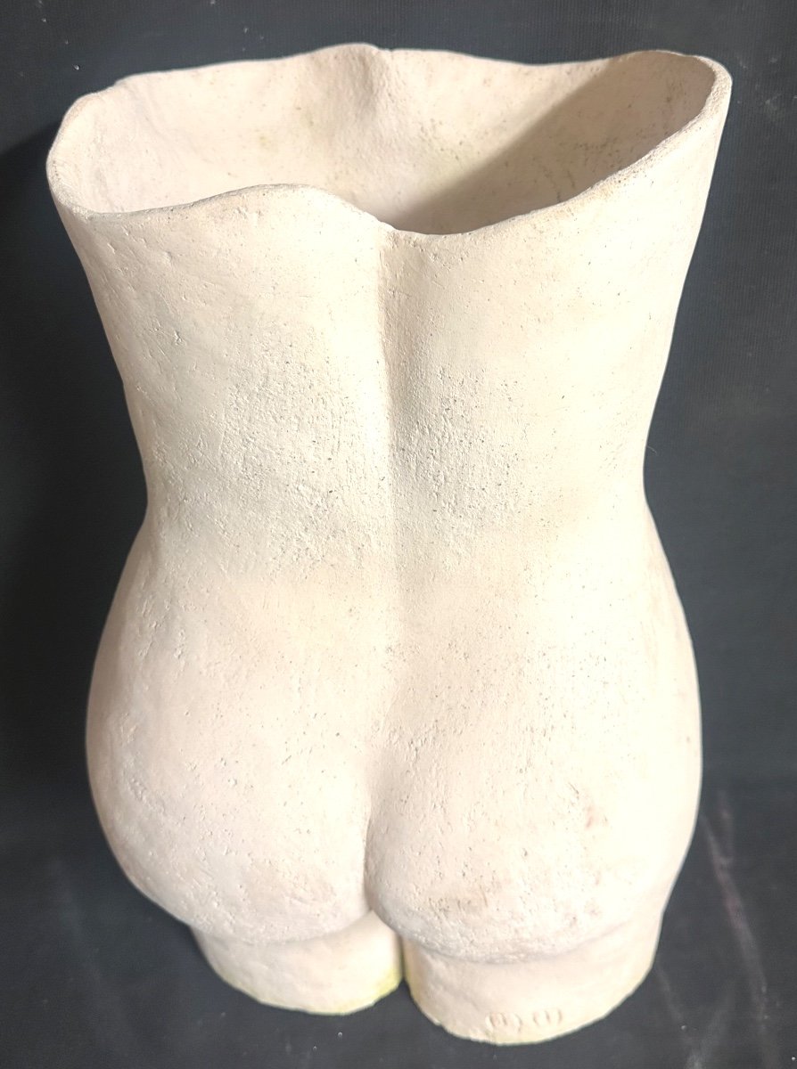 Large Terracotta Sculpture Signed Mm Naked Woman 45cm -photo-3