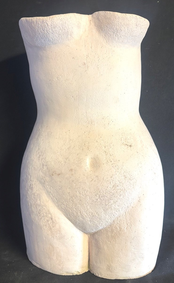 Large Terracotta Sculpture Signed Mm Naked Woman 45cm -photo-1