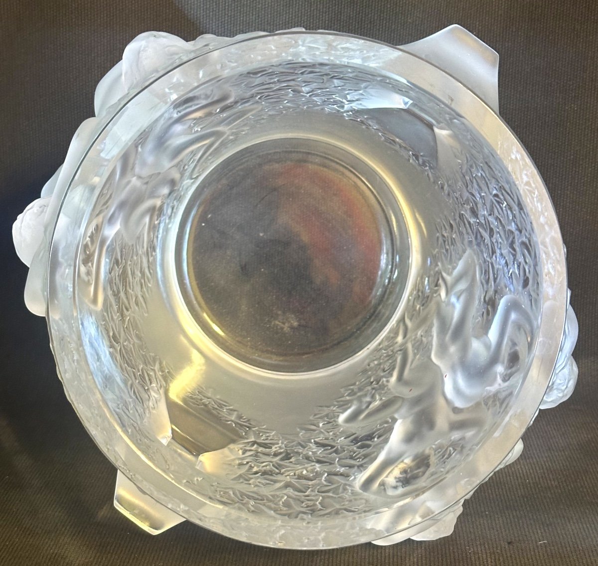 Lalique Champagne Bucket Ganymède Model In Crystal Signed Lalique France Circa 1970 -photo-4