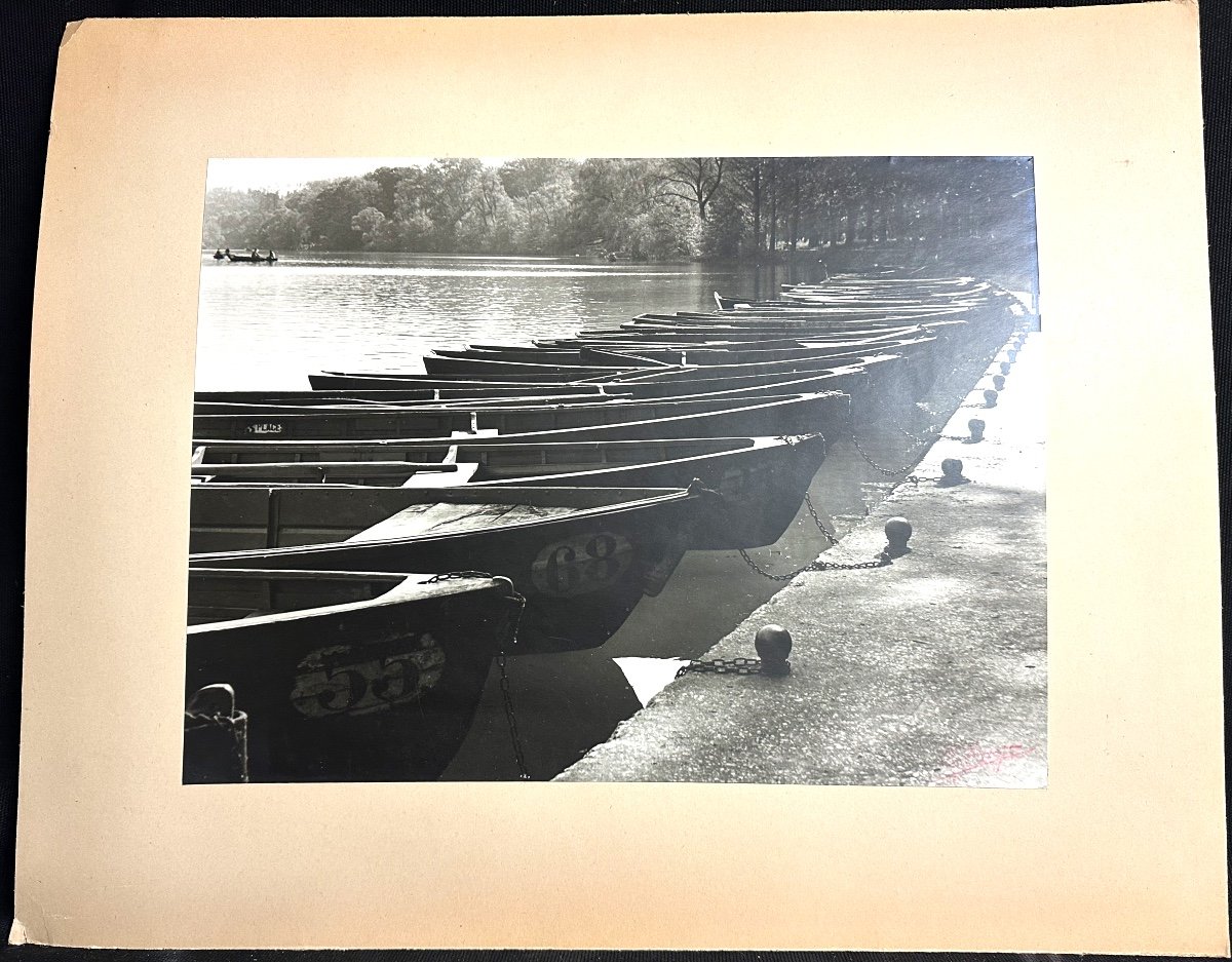 Georges Boyer Lyon 20th Large Photograph Boats At Rest Exhibition 1952 Kinetic Photo /60-photo-2