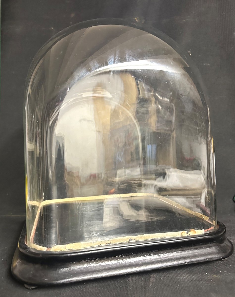 Rare globe de présentation XIXe en verre sur sa base carrée Napoléon III En très bon état -photo-2