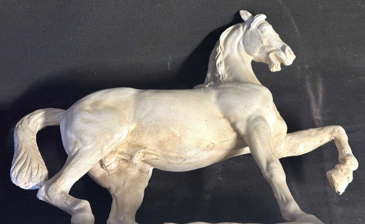 Jacques Auguste FAUGINET 1809-1847 d’après Grand cheval d’atelier en plâtre mannequin XIXe /2-photo-4